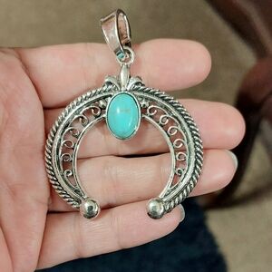 Large Silver And Turquoise Celtic Pendant